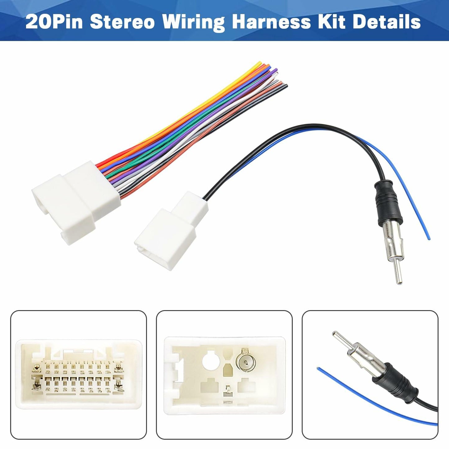 Fiegromech 20Pin Radio Wiring Harness Adapter Toyota JBL Car Stereo Plug
