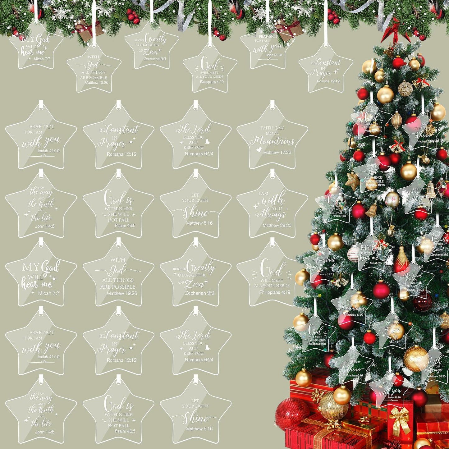 Vercraft 48 Pc Christian Christmas Ornaments Acrylic Nativity Scene Decor