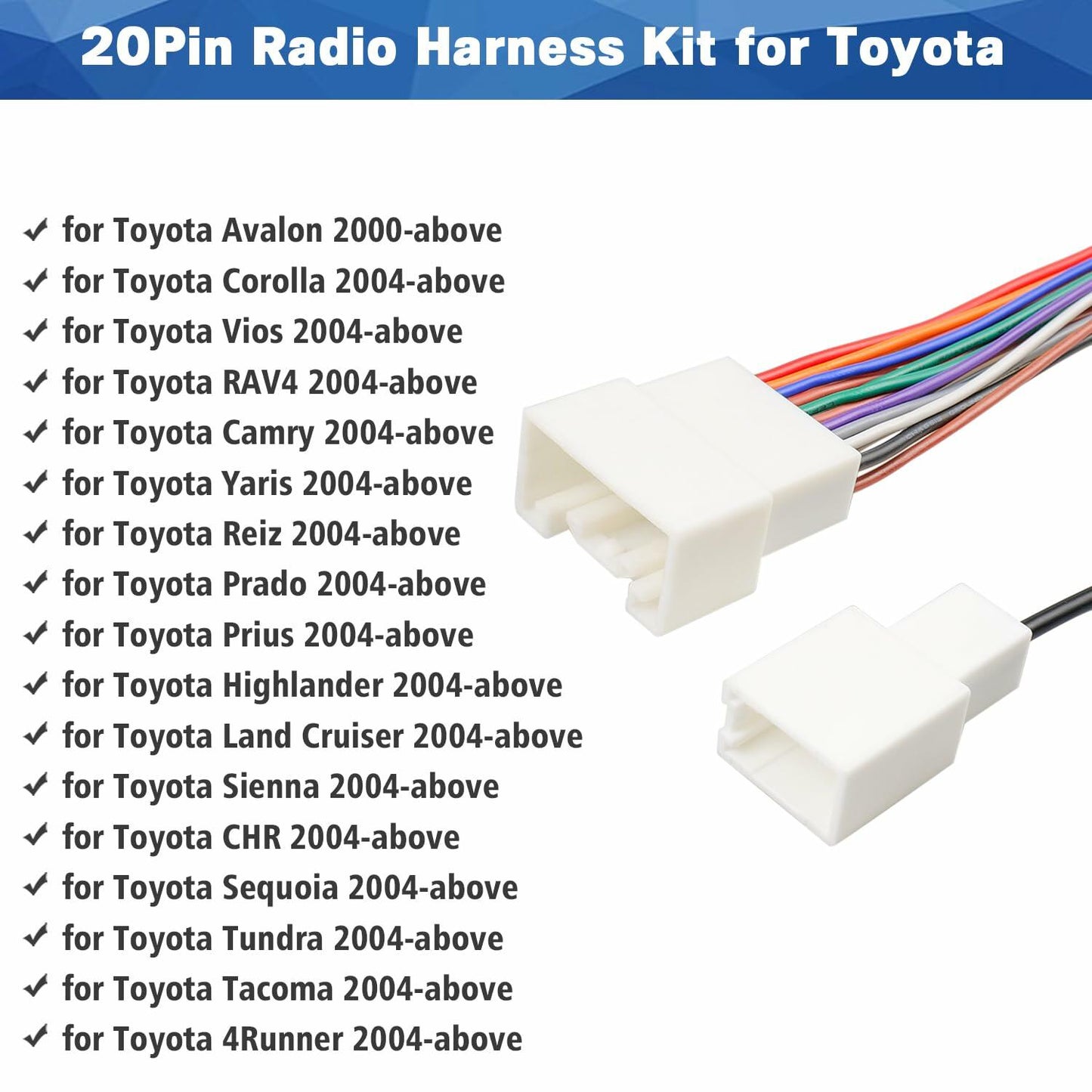 Fiegromech 20Pin Radio Wiring Harness Adapter Toyota JBL Car Stereo Plug