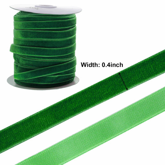Sucrain 3/8in x 50yd Dark Green Vintage Velvet Ribbon for Crafts & Gift Wrap