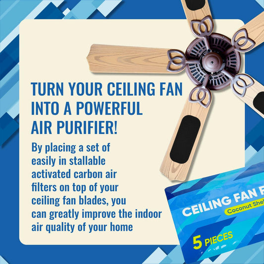 5pcs Ceiling Fan Carbon Filters Activated Coconut Shell Pads Air Purifier