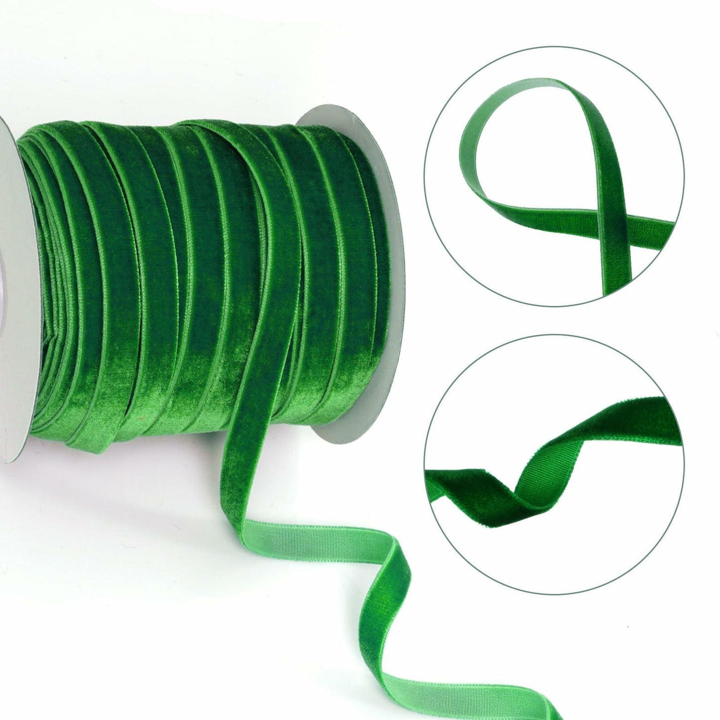 Sucrain 3/8in x 50yd Dark Green Vintage Velvet Ribbon for Crafts & Gift Wrap