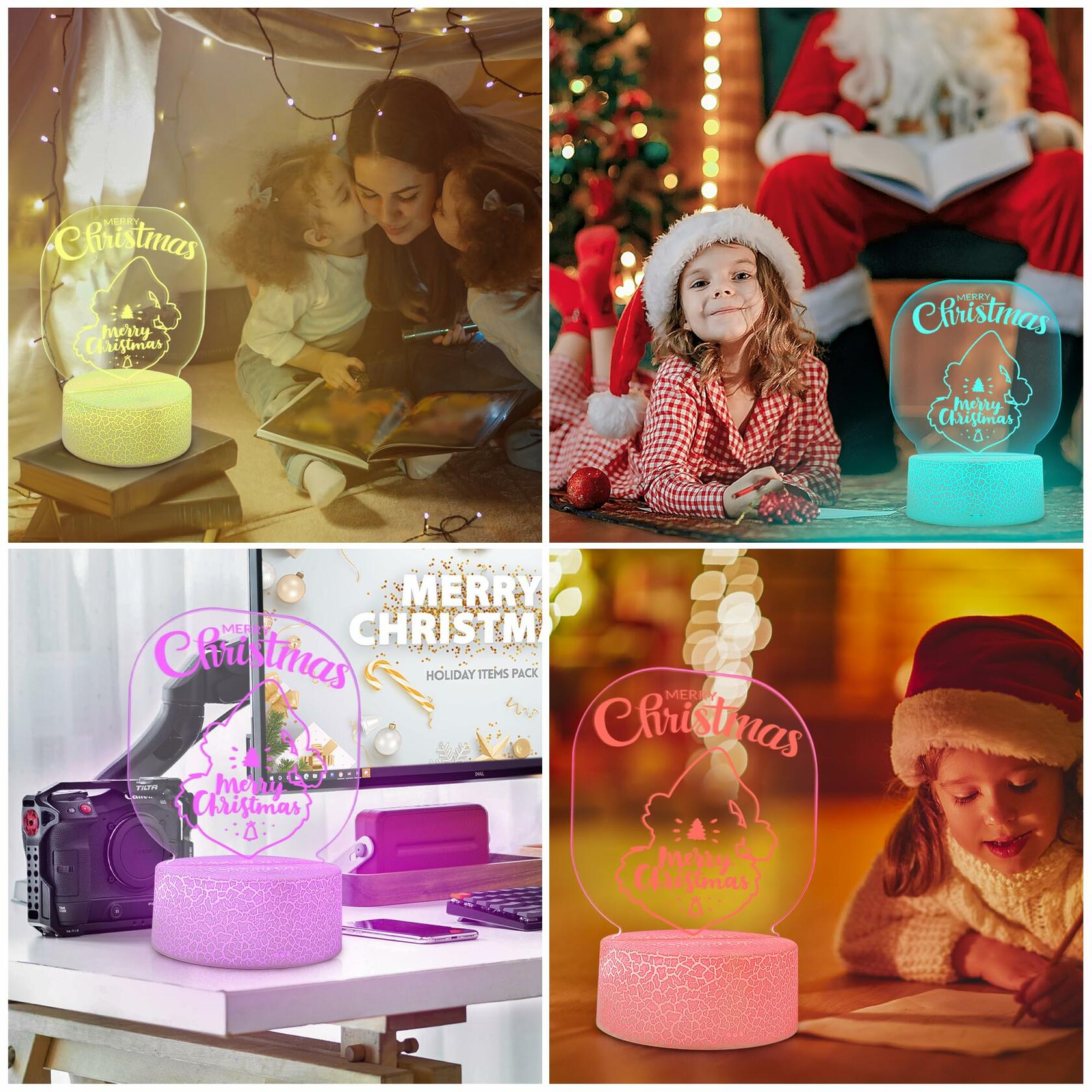 3D Illusion Lamp Xmas Night Light USB Touch Control 7 Colors Style 2 Xmas Gift