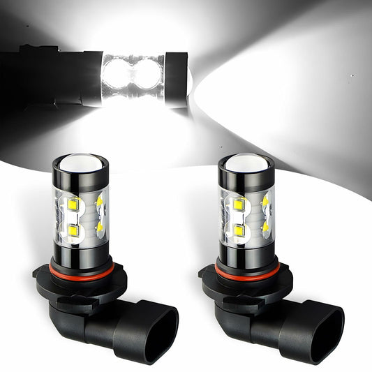 dawfall 2-Pack H10 50W 6000K White Fog Lamp Bulbs Waterproof Universal