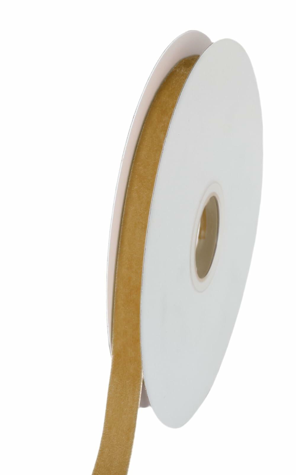 Abbaoww 10 Yards Khaki 3/8 Inch Single Face Velvet Ribbon for Christmas