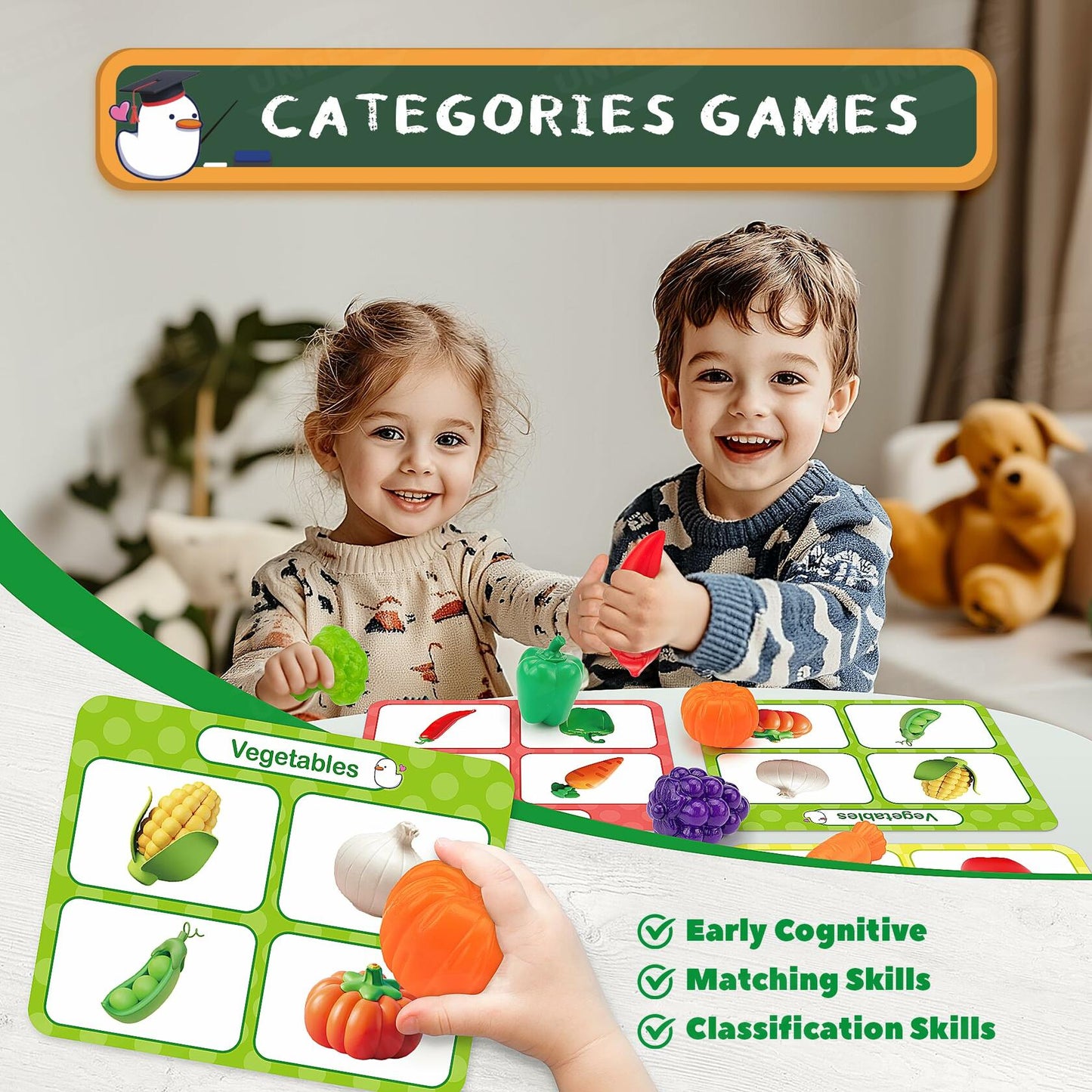 UNEEDE 3-in-1 STEM Sorting Toys Montessori Educational Game 70pcs New