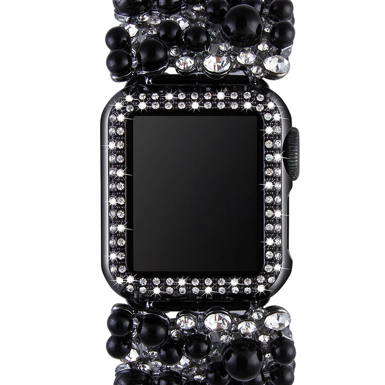 VIQIV Bling Face Bumper Case Cover for Apple Watch 38-44mm Series 1-5 Black
