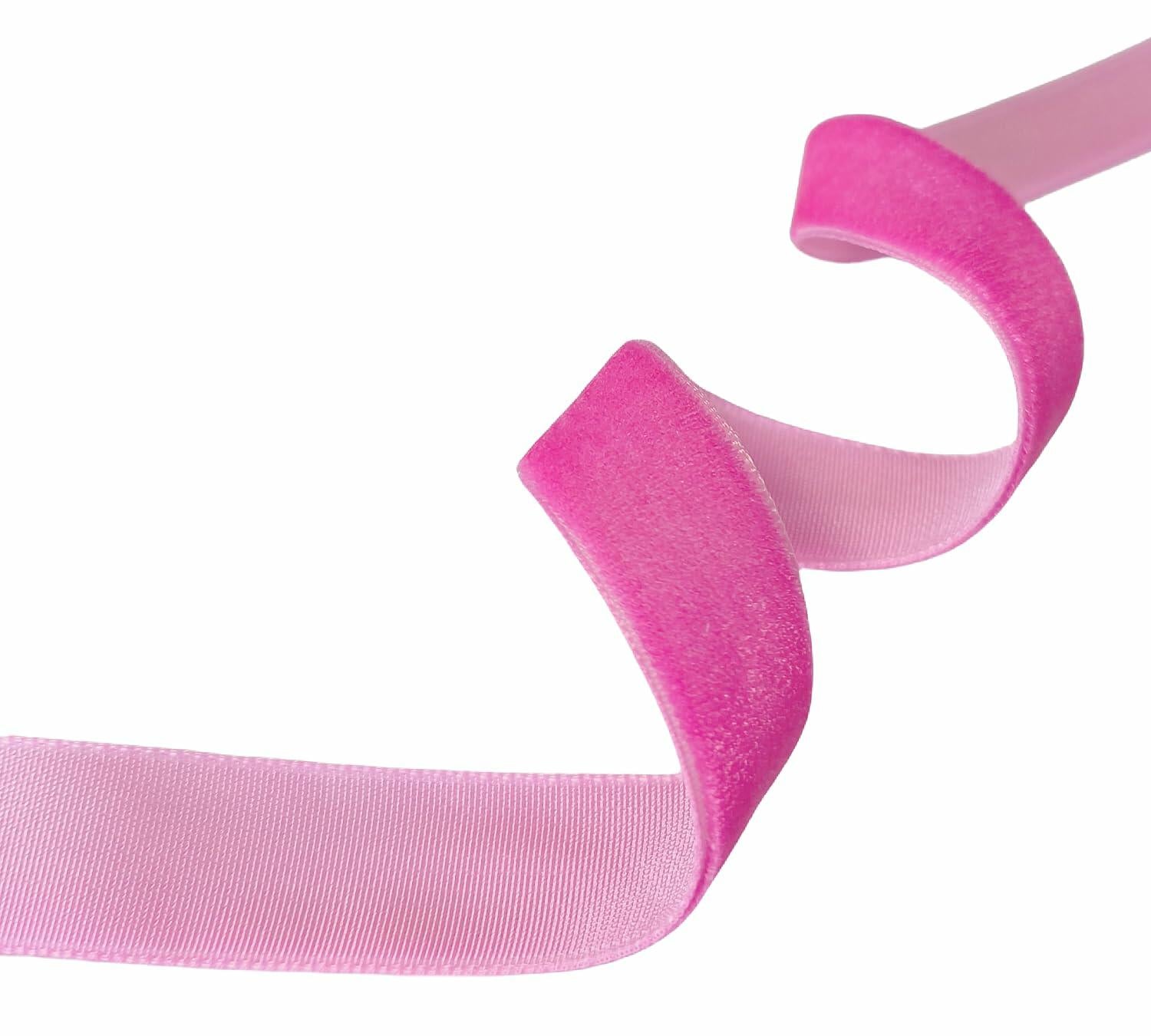 Abbaoww Hot Pink Velvet Ribbon 3/8 Inch x 25 Yards Soft Single Face