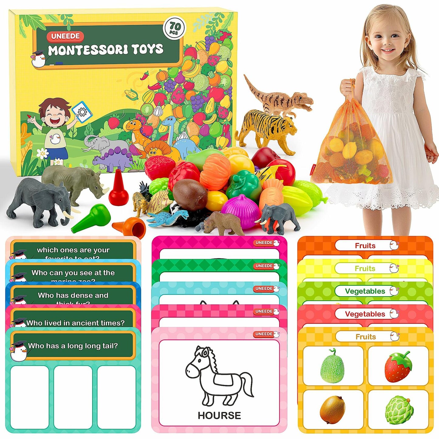 UNEEDE 3-in-1 STEM Sorting Toys Montessori Educational Game 70pcs New