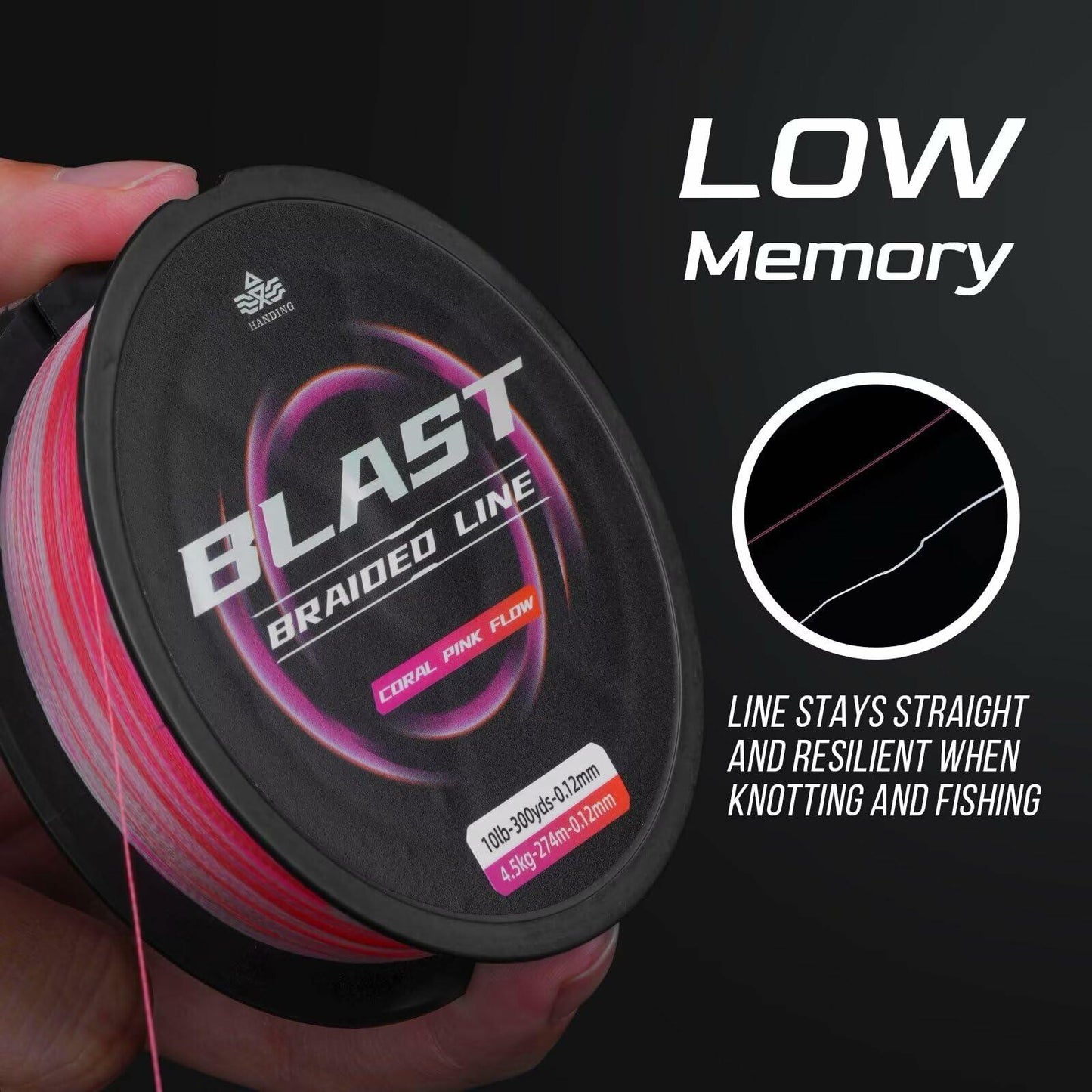 HANDING Blast Braided Fishing Line - No Stretch Colored Braid - Pre-Wet