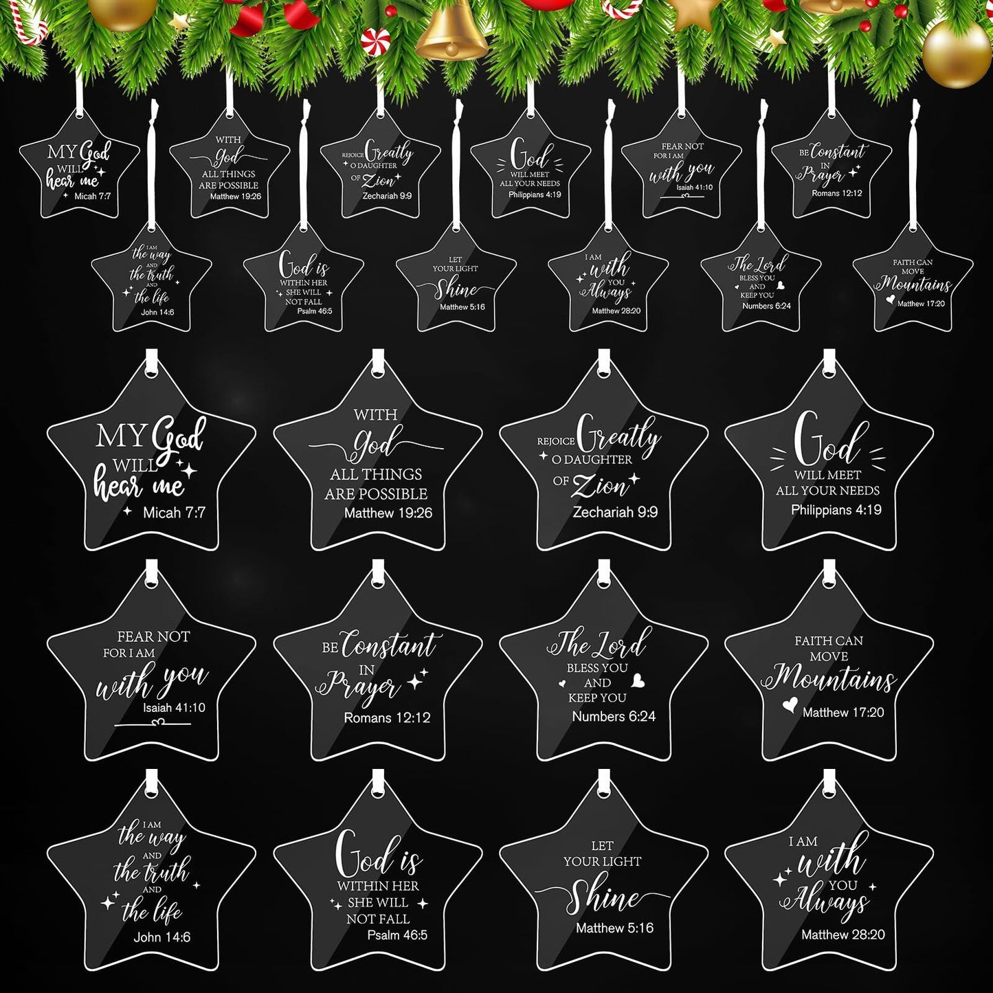 Vercraft 48 Pc Christian Christmas Ornaments Acrylic Nativity Scene Decor