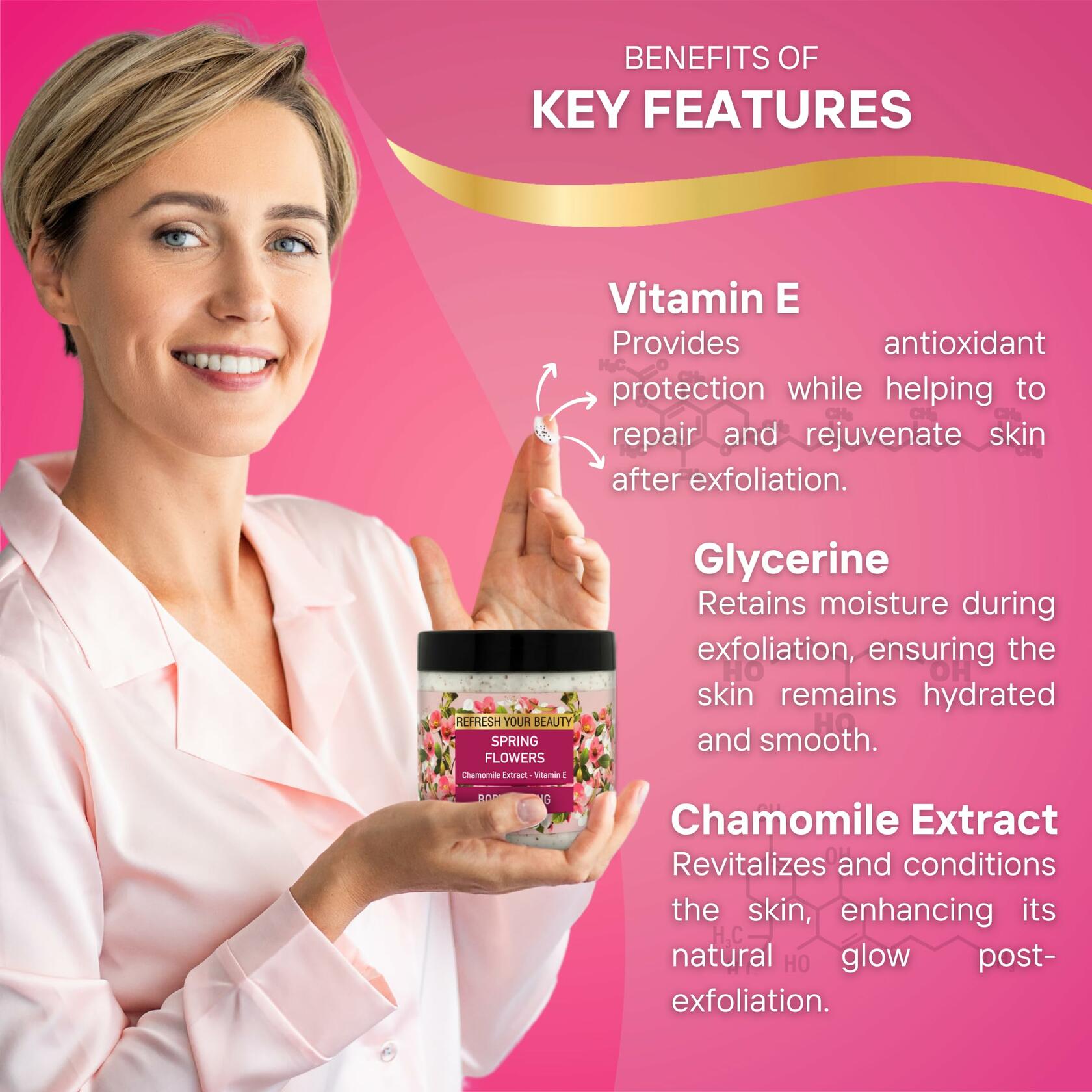 Oriense Body Scrub 16.9oz Spring Flowers Chamomile Hydrating New