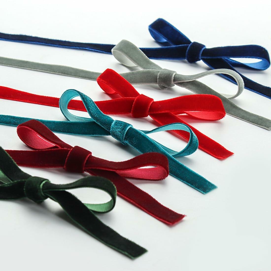 Abbaoww 10 Yards Khaki 3/8 Inch Single Face Velvet Ribbon for Christmas
