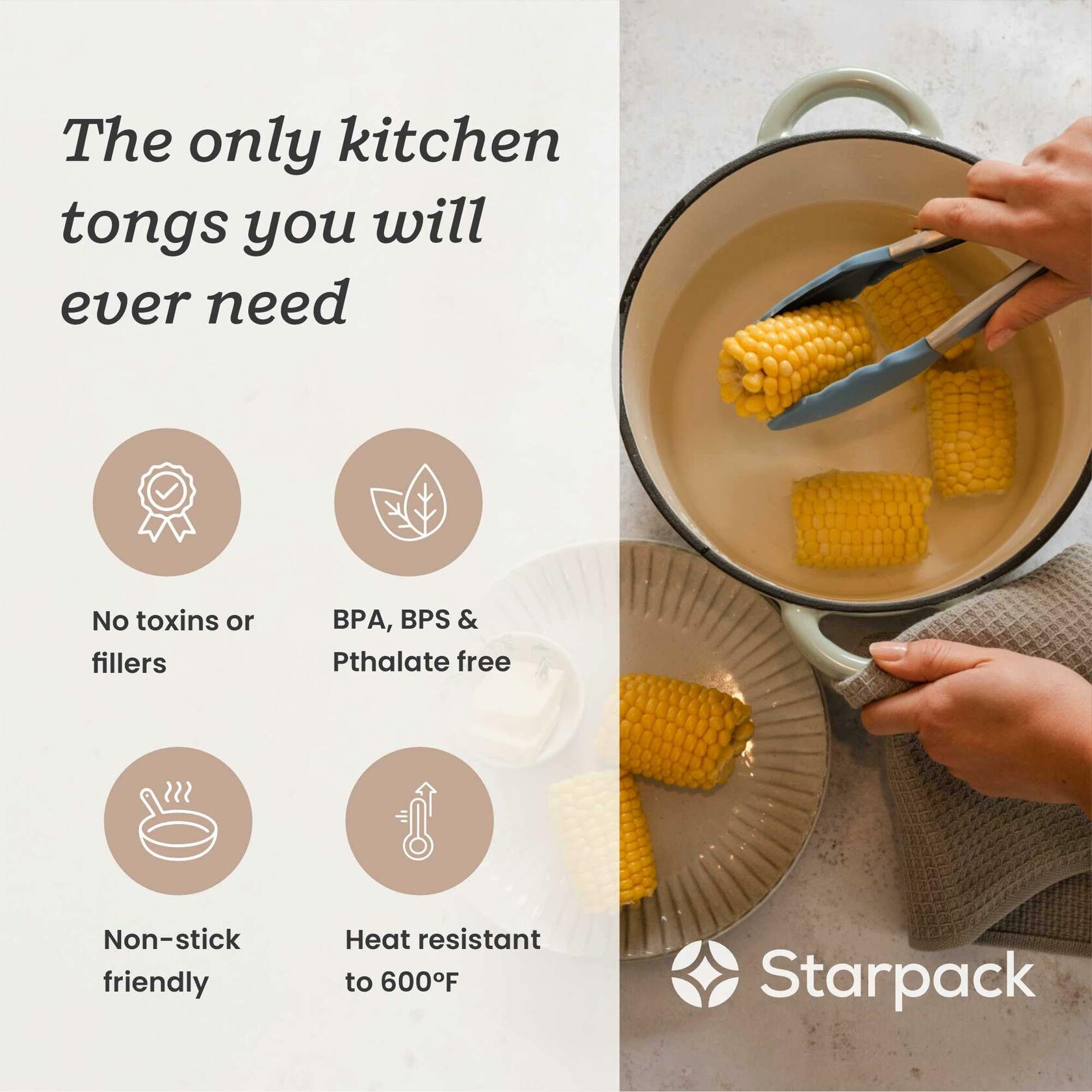 Starpack 'Get a Grip' 9" Silicone Kitchen Tongs BBQ Heat Resistant 600°F