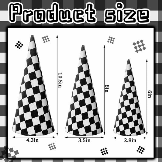 Poen 6 Pc Black White Christmas Cone Trees Various Sizes Tabletop Decor
