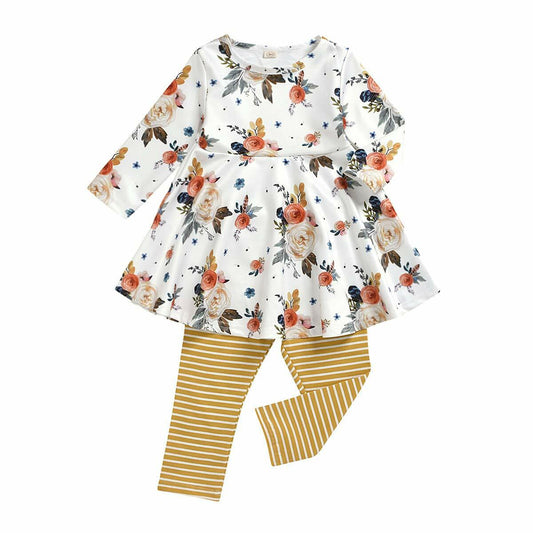 Aimaopao Toddler Girls Red Floral Tunic Top & Pants Set Size 6T