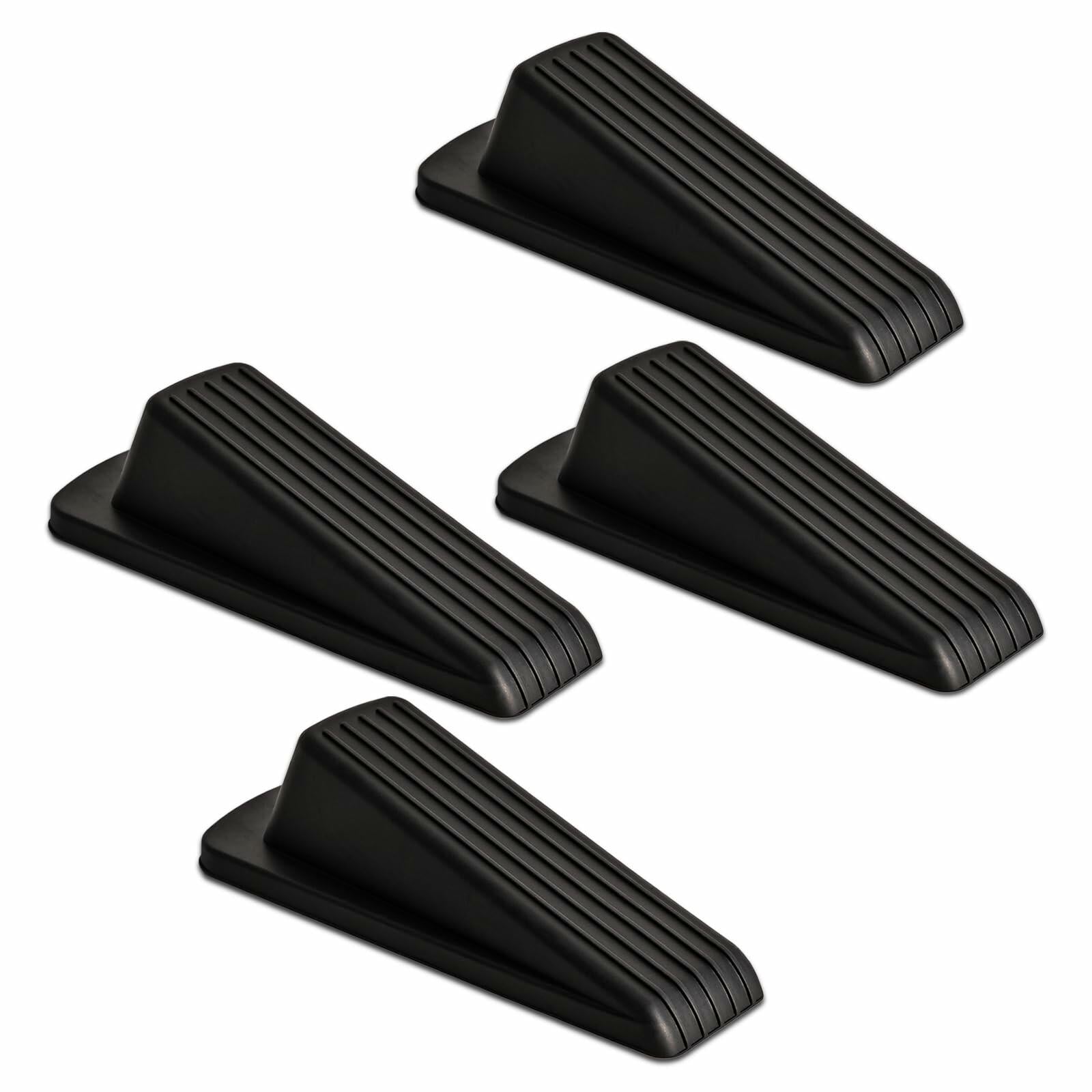 Rubber Door Stopper Wedge Black 4 Pack Sturdy Stackable Floor Door Stops
