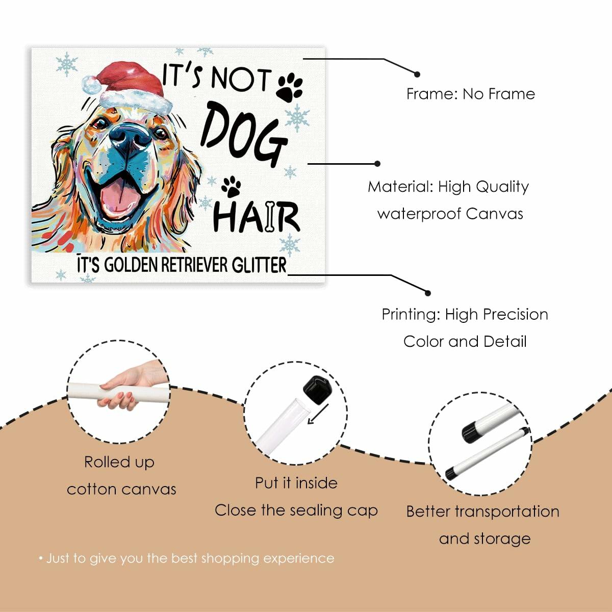 APJYM Golden Retriever Christmas Wall Art 10x8 Unframed Holiday Decor