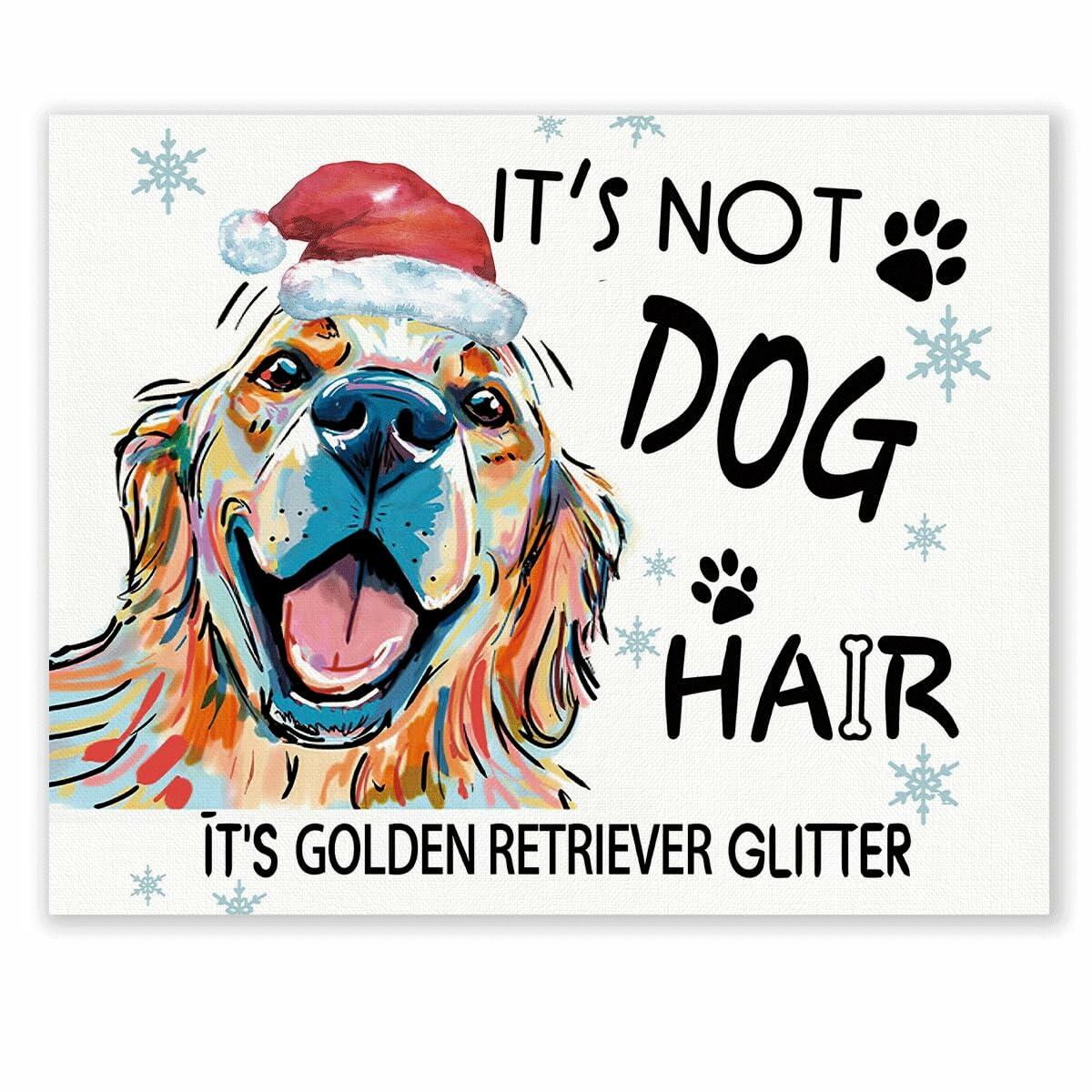 APJYM Golden Retriever Christmas Wall Art 10x8 Unframed Holiday Decor