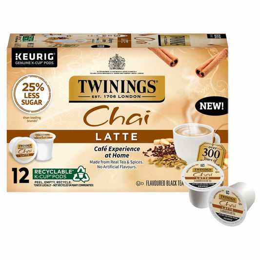 Twinings Chai Latte K-Cup Pods – 72ct (6x12ct), Creamy, Slightly Sweet