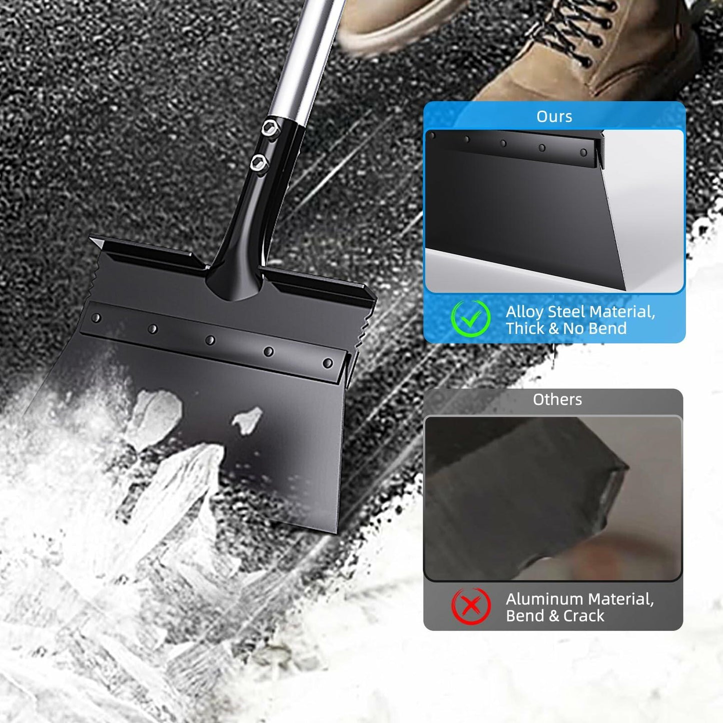 MillionHome Detachable Garden Snow Shovel 11-Inch Wide Driveway Tool