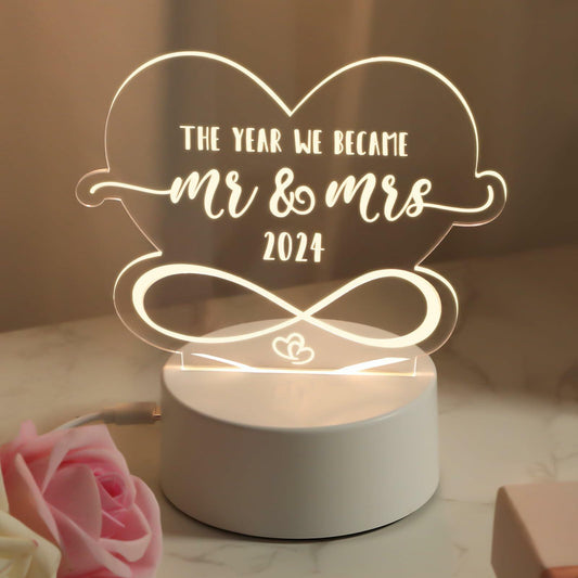 Percozzi Night Light LED Mr and Mrs Wedding Gift 2024 Couples Decor