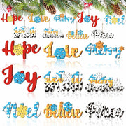 Gerrii 18pcs Christmas Ornaments Wooden Words Colorful Bulk New Crafts