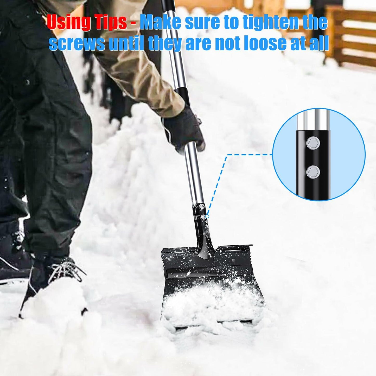 MillionHome Detachable Garden Snow Shovel 11-Inch Wide Driveway Tool