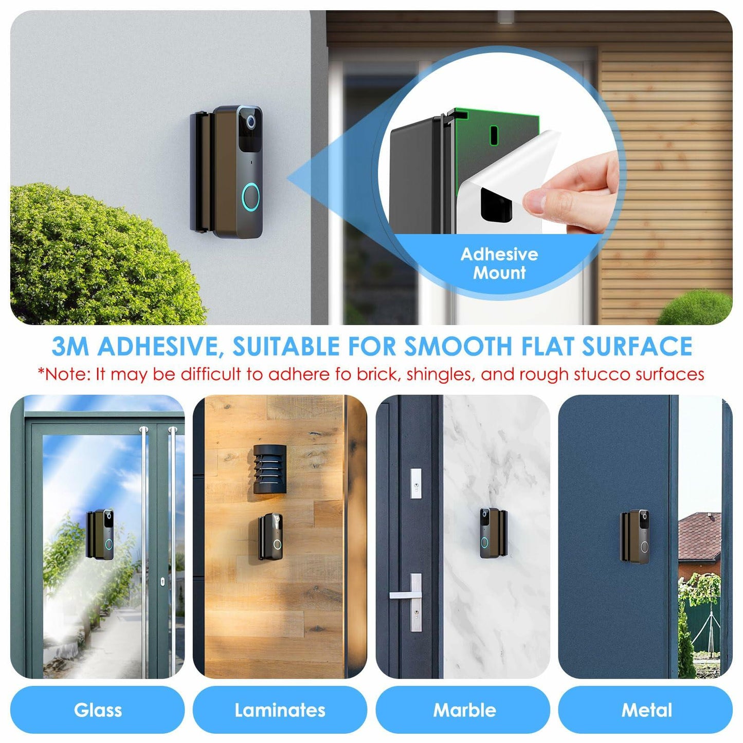 KIMILAR No-Drill Adhesive Mount Compatible with Ring/Blink Video Doorbell