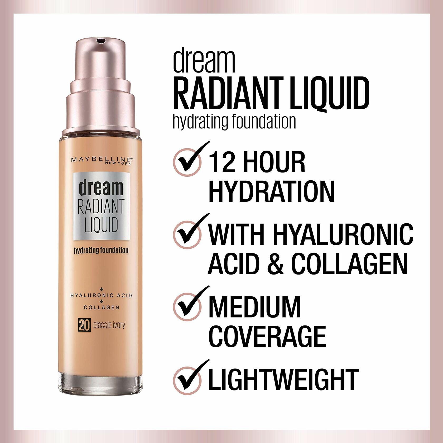 Maybelline Dream Radiant Liquid Medium Coverage Hydrating Makeup Java 1oz