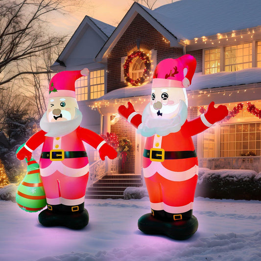 Kasyat 2 Pc 5.5 FT Inflatable Santa Claus LED Outdoor Xmas Decor PVC