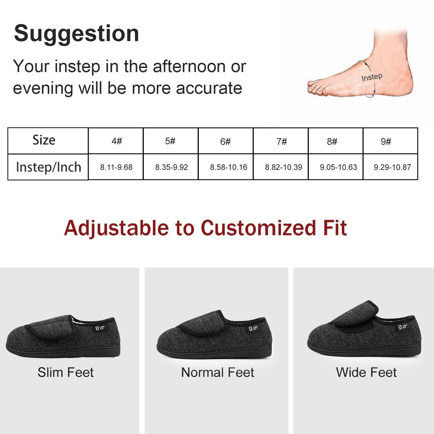 LongBay Diabetic Slippers Women 7 B(M) Black Memory Foam Cozy House Shoes