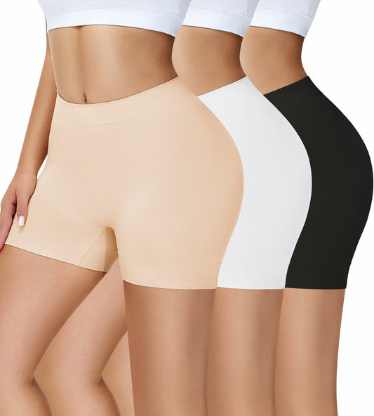 Reamphy Seamless Slip Shorts 3 Pack Black White Nude Size 3XL