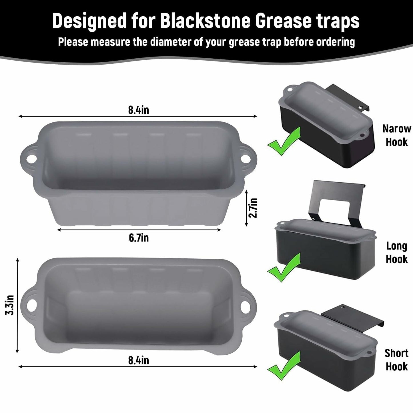 SIRUITON 2PCS Blackstone Grease Cup Liners Grey for 17-36 Inch Grill Reusable