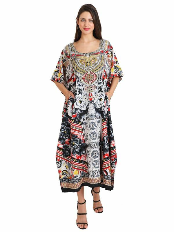 Miss Lavish London Kaftan Dress Black Plus Size Large Size L