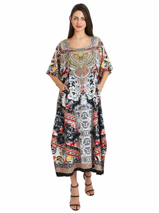 Miss Lavish London Kaftan Dress Black Plus Size Large Size L