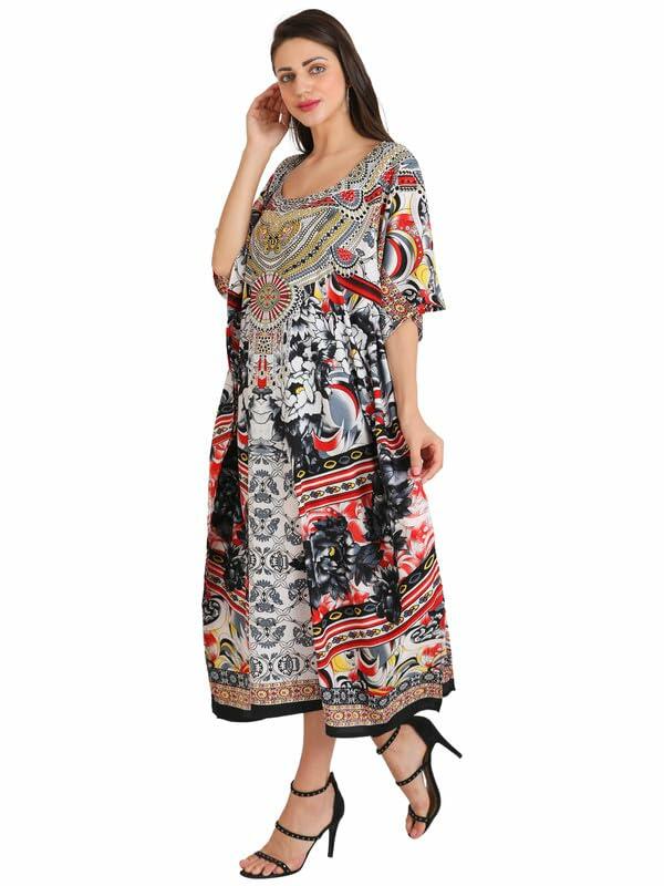Miss Lavish London Kaftan Dress Black Plus Size Large Size L