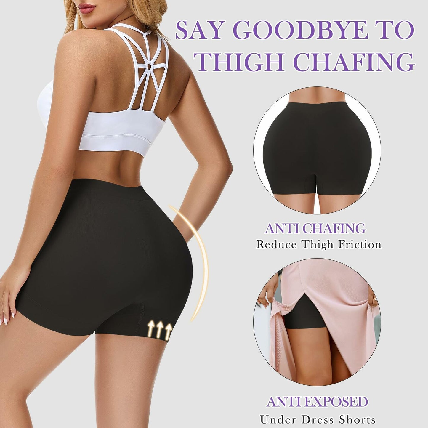 Reamphy Seamless Slip Shorts 3 Pack Black White Nude Size 3XL