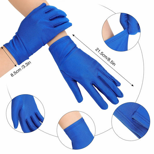 8 Pairs Blue Nylon Cotton Gloves Unisex Halloween Parade Tuxedo Size 8