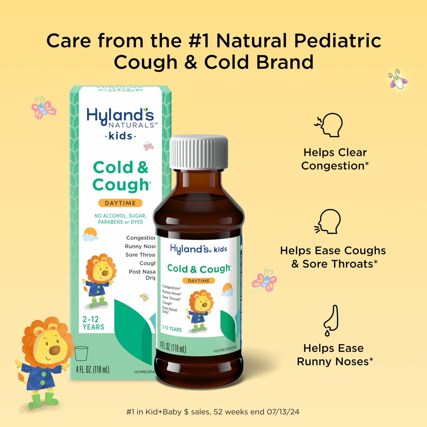 BestBy09/26 Hyland's Kids Cold & Cough Daytime Syrup Natural Relief 4oz