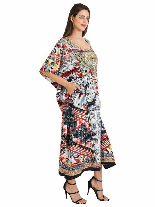 Miss Lavish London Kaftan Dress Black Plus Size Large Size L