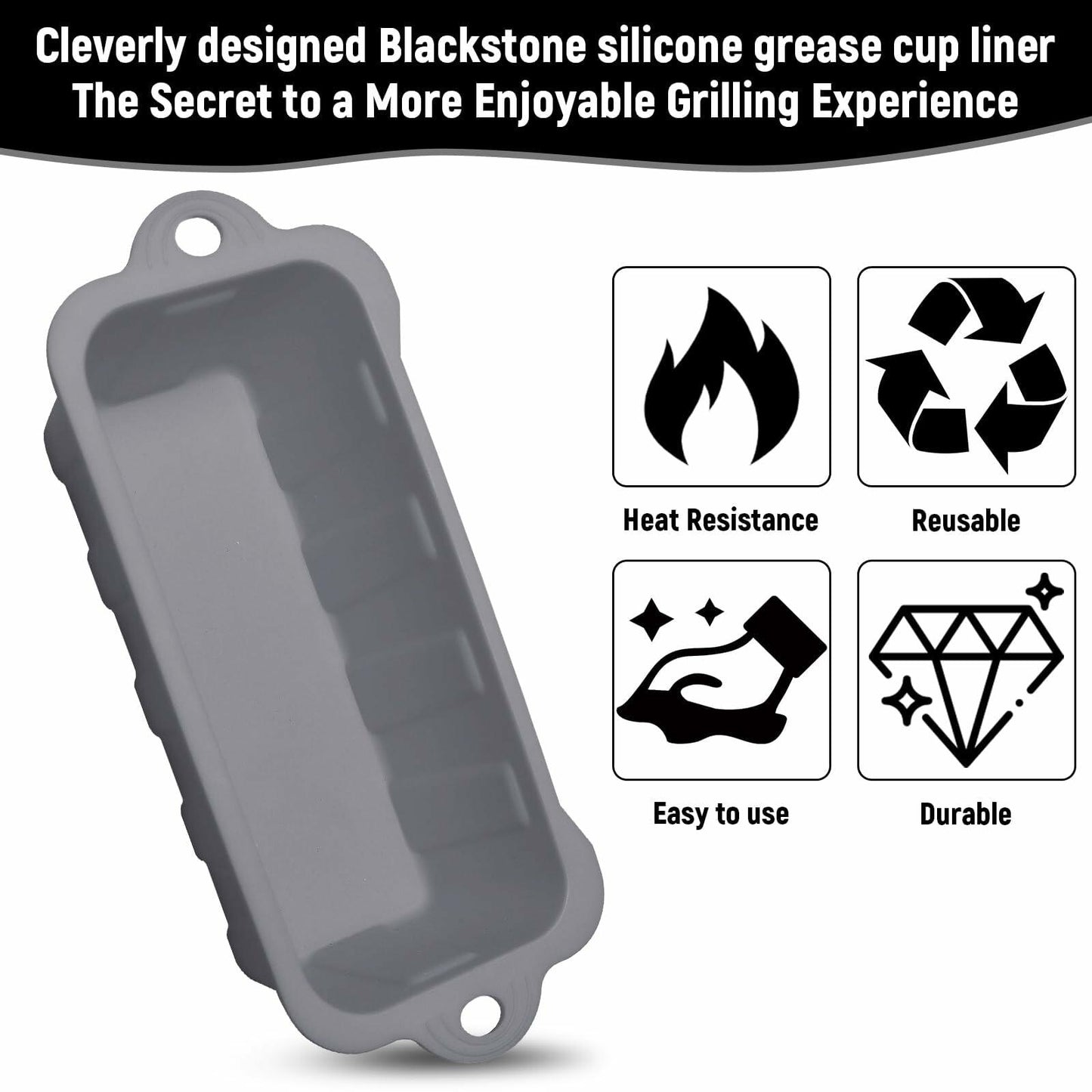 SIRUITON 2PCS Blackstone Grease Cup Liners Grey for 17-36 Inch Grill Reusable