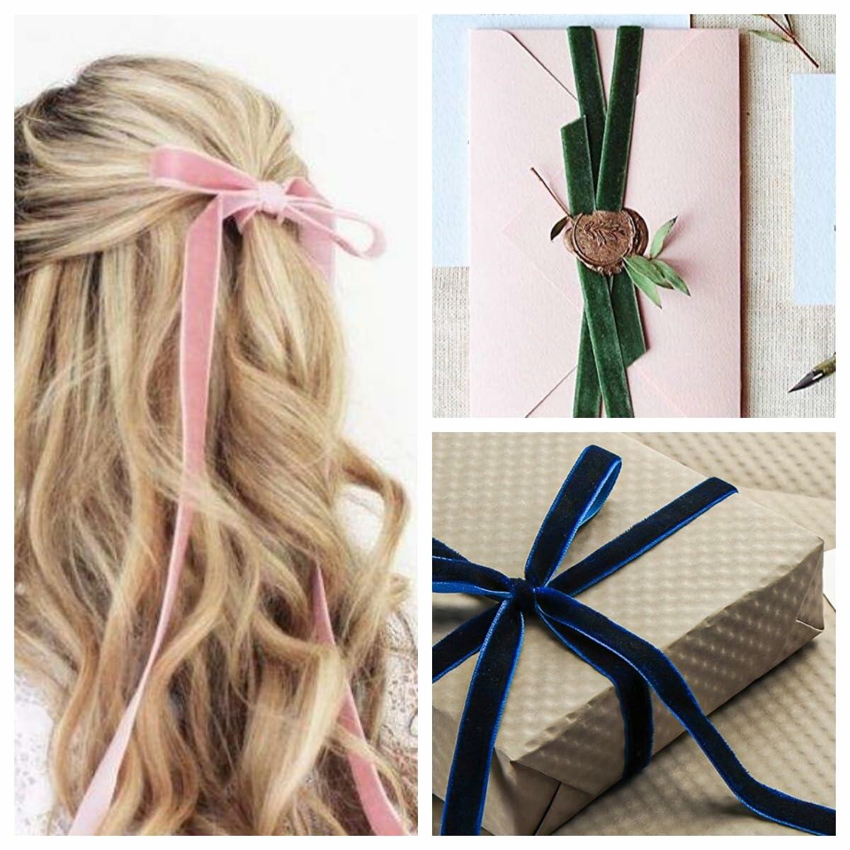 Abbaoww Ivory Velvet Ribbon 1 Inch Single Face, 25 Yards for Gift & DIY