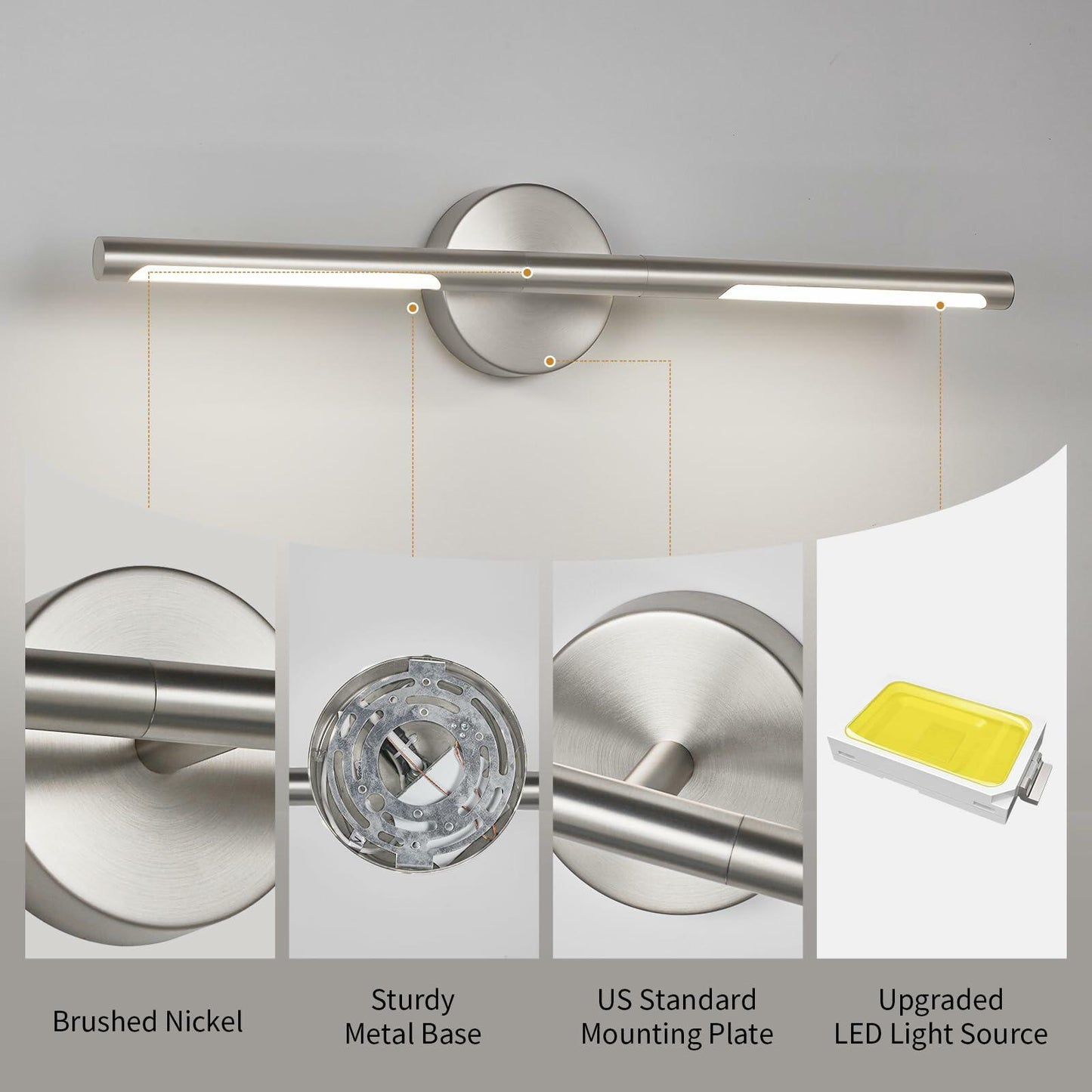 360° Rotatable 24" 18W LED Bathroom Vanity Light Fixture Black & Gold