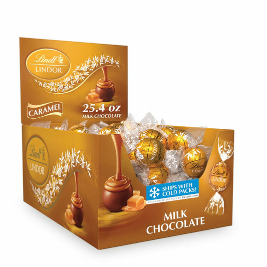 BB07/25 Lindt Lindor Caramel Milk Chocolate Truffles 60 Count 25.4 oz