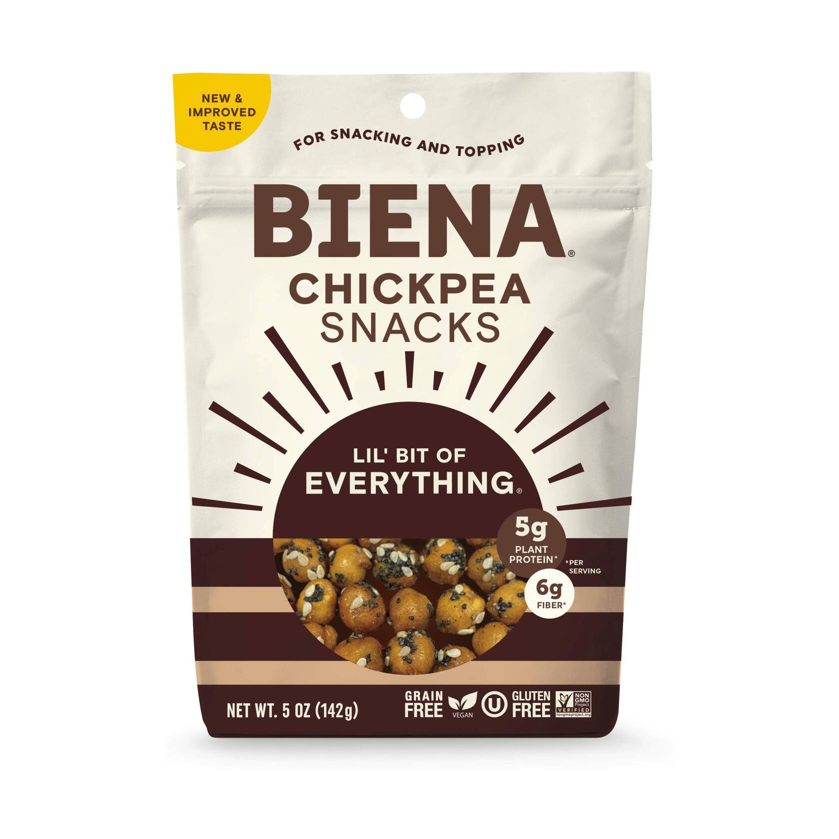 BestBy05/25 Biena Chickpea Lil Bit Evrythin Snack 5oz Pack - Delicious Healthy