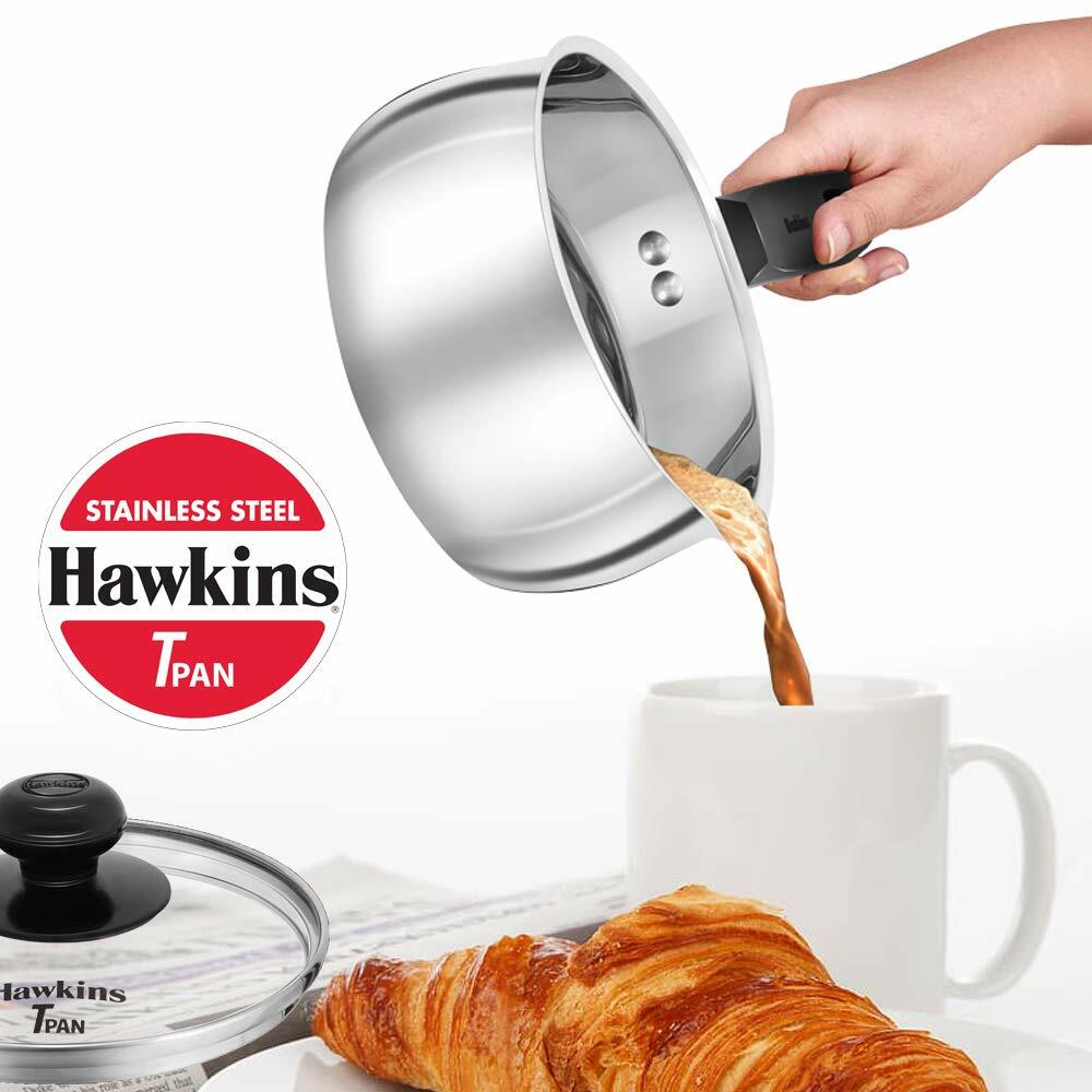 Hawkins SST10G 1L Stainless Steel Tea Pan with Glass Lid Silver