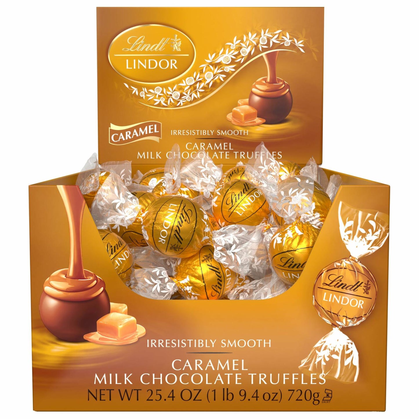 BB07/25 Lindt Lindor Caramel Milk Chocolate Truffles 60 Count 25.4 oz