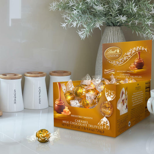 BB07/25 Lindt Lindor Caramel Milk Chocolate Truffles 60 Count 25.4 oz