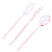 Rubtlamp 180 Pc Pink Plastic Silverware Set - 60 Forks, 60 Knives, 60 Spoons